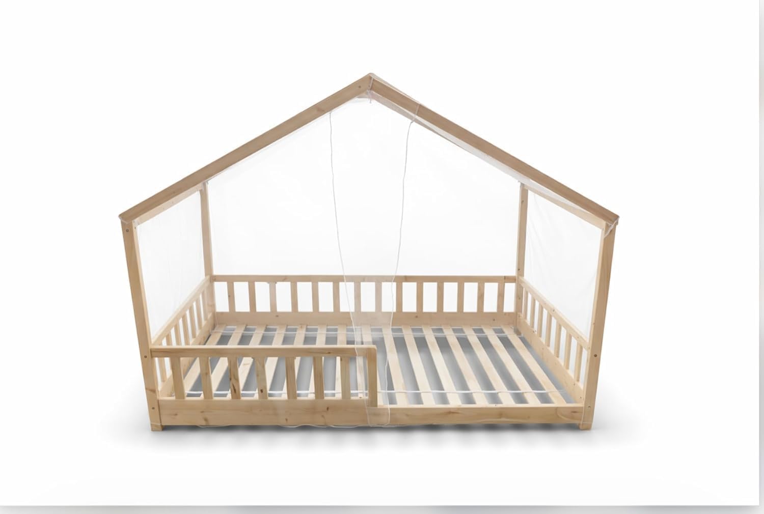 Letto Casetta, Zanzariera Integrale per Letto Bambino 90x190 cm - Attenzione solo Tetto a forma di tenda - Protezione Anti-Insetti - Discreta e Rimovibile (90x190 cm, CASA)