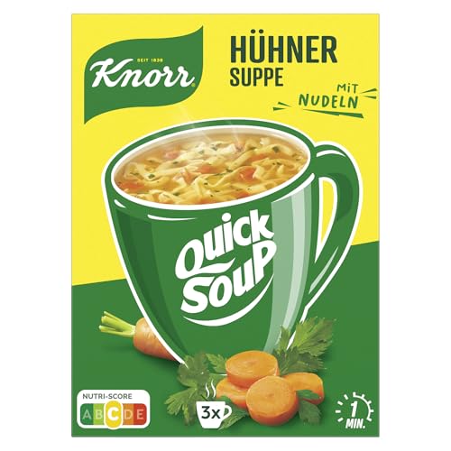 Knorr Cup a Soup Hühnersuppe mit Nudeln schnelle Nudelsuppe ohne Farbstoffe und ohne geschmacksverstärkende Zusatzstoffe 12x 3 Portionen