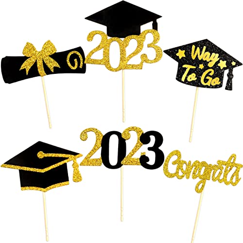 72Pcs 2023 Graduation Cupcake Toppers Glitter Congrats Grad Party Decoration #TOP29