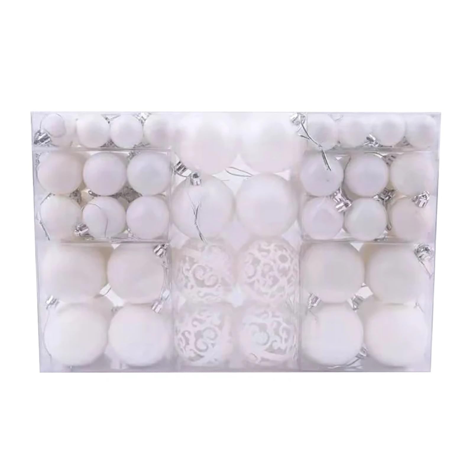 Boule de Noel Decoration Lot de 100 Boules Noël Décoratives À Suspendre, 3 6 Cm, en Plastique Incassable(White)