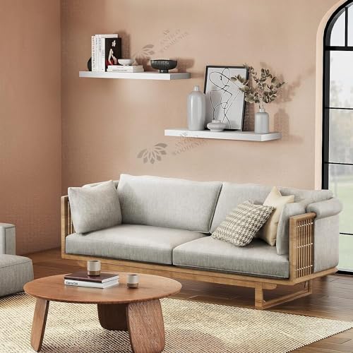 Image of Aries Wooden Floating Wall Shelf| Wall Rack Shelf | Wall Mount for Living Room, Bedroom, Kitchen (Set of 4 White, Large)