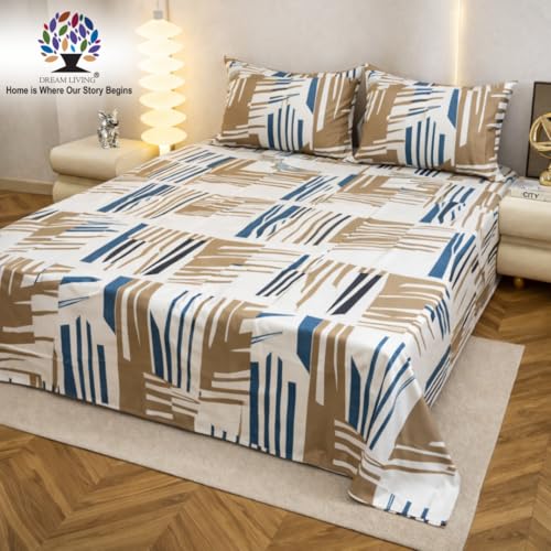 Image of Dream Living Premium Soft Double Bedsheet with 2 Pillow Covers | 130 GSM | 220x250 Cm | White