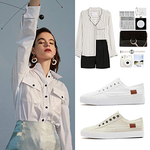 Women's Slip on Shoes Non Slip Fashion Canvas Sneakers Low Top Casual Shoes4