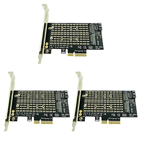 Cwmiibili 3X Pcie to M2/M.2 Adapter M.2 Ngff to Desktop Pcie X4 X8 X16 Nvme Sata Dual Ssd Pci Express Adapter Card