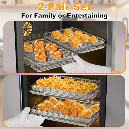 Air Fryer Basket for Oven 12.8"x9.6", 2 Pack Large Air Fryer Basket and Tray Stainless Steel Oven Air Fryer Accessories Pan Rack for Cooking Baking and Broiling by DONGULI - Image 4