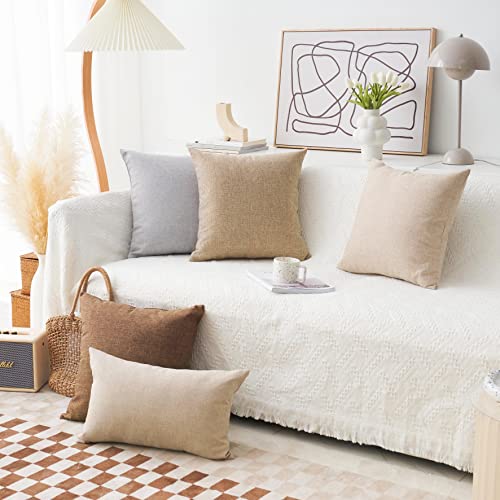Housse de coussin 60x60 imitation lin de qualité supérieure aspect naturel - 7