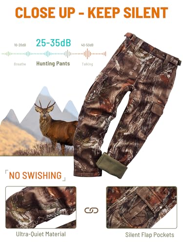 NEW VIEW Kids Camo Hunting Pants Silent, Youth Hunting Clothes for Cold Winter, Camouflage Hunting Pants for Boys & Girls3