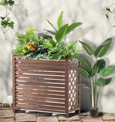Support de fleurs en bois et grilles de protection de climatiseur - 2