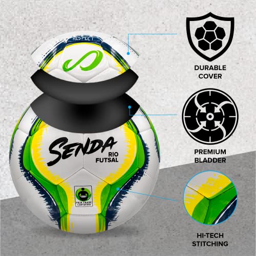 Senda Rio Match Futsal Ball, Fair Trade Certified, Green/Yellow, Size 4 (Ages 13 & Up) #TOP1
