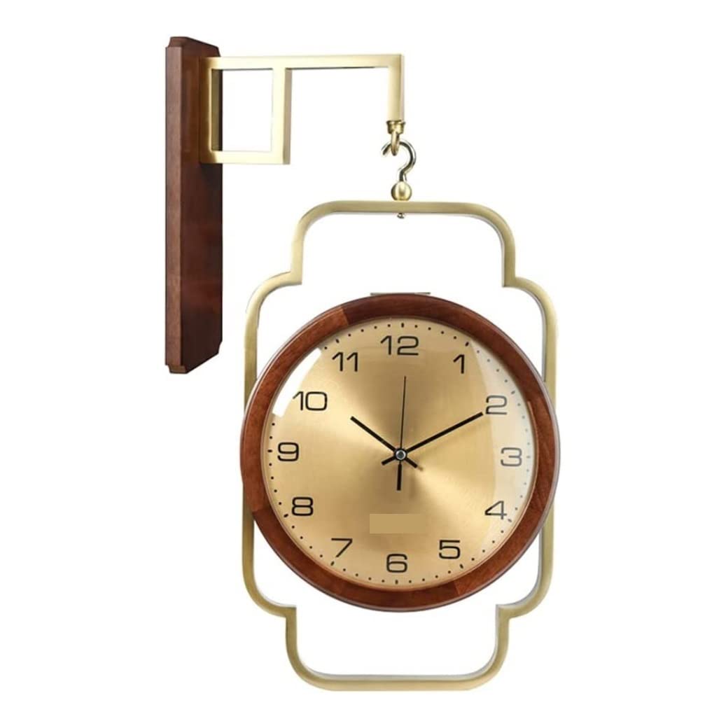 MYUYEE Farmhouse Vintage Clock Double-Sided Silent Movement Simple Wall-Mounted Two-Sided Clock for Living Room Home ation for Bedroom Office,One Color-39 * 52cm