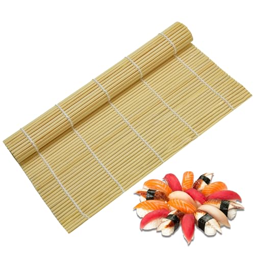 OBYJCA Sushi-Matte aus Bambus, natürliche Bambus-Sushi-Rollmatte, Sushi-Herstellungswerkzeug, Sushi-Maker, Rollmaschine für die Herstellung von Sushi für Anfänger und Erfahrene
