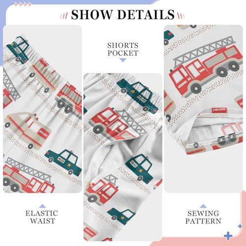 ZZXXB Fire Truck Print Boys Long Pants Soft Trousers Elastic Waist Kids Lounge Bottoms with Pockets S-XL4