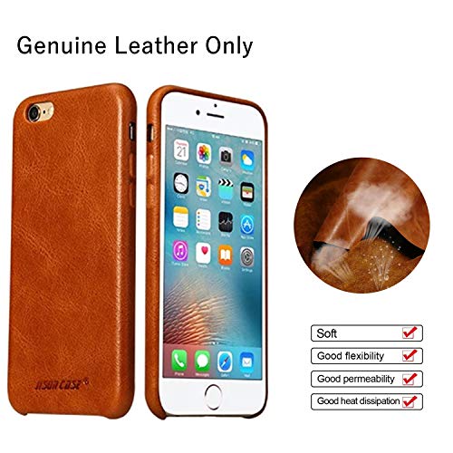 JISONCASE iPhone 6s Plus Case Genuine Leather Hard Back Case Slim Fit Protective Cover Snap on Case for iPhone 6 Plus/ 6s Plus [Brown]- JS-I6U-01A20 - Thumbnail 3