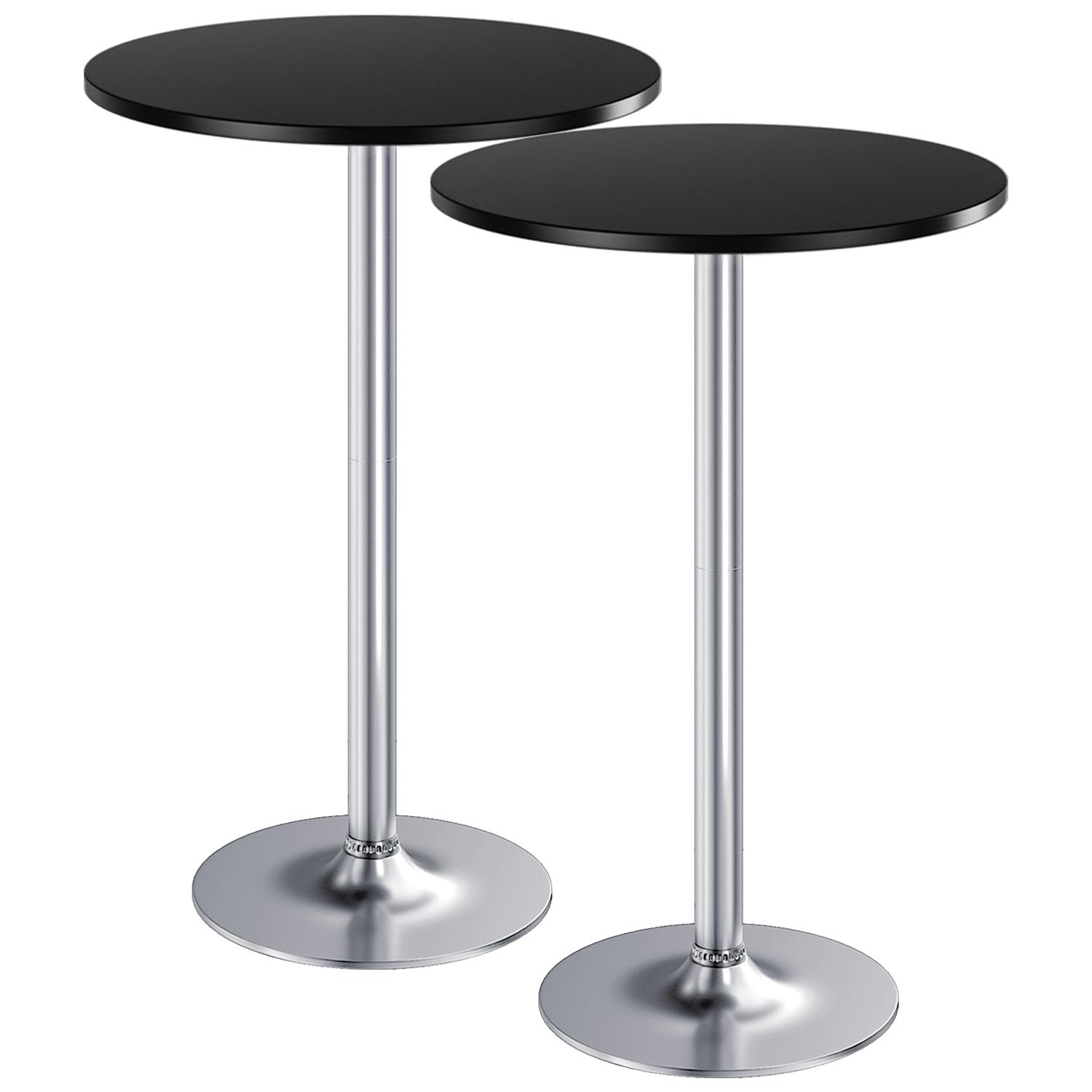 Furmax Bistro Pub Table Round Bar Height Cocktail Table for Home Bar, Round Bar Tables for Party, Dining Room, Living Room and Wedding, Metal Base MDF Top, 40.6 Inch Height (2, Black-2)
