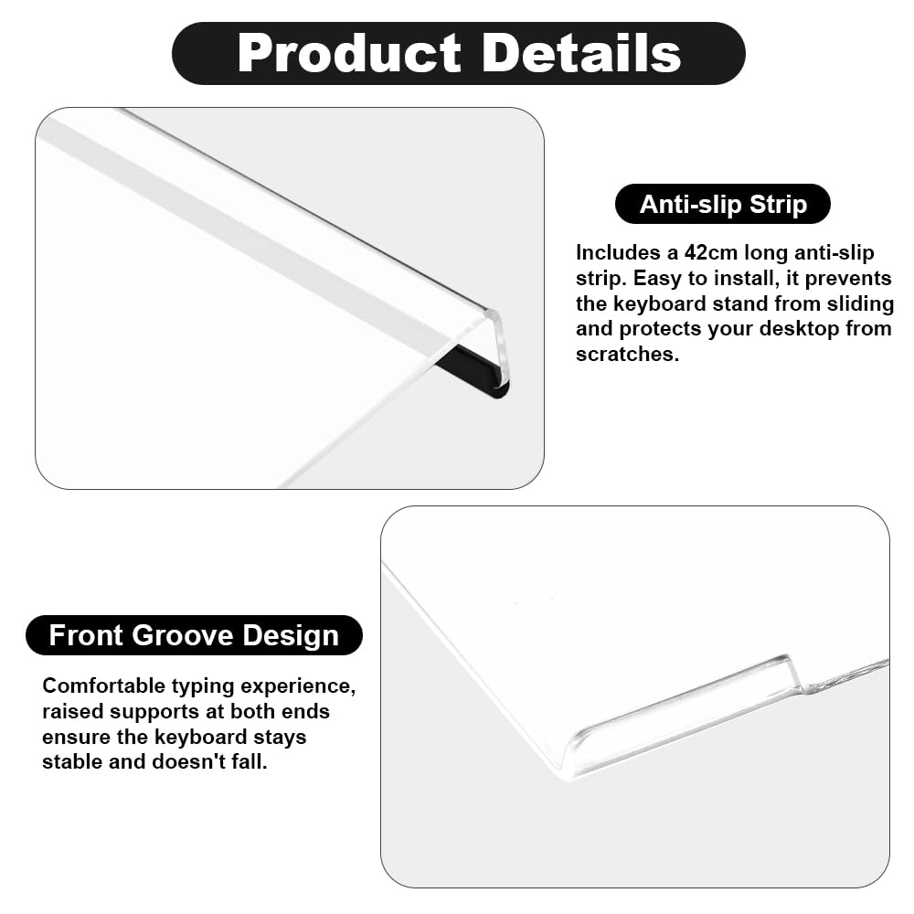 CRASPIRE Acryl Toetsenbord Display Stand Houder 2-Tier Mechanische Computer Toetsenbord Stand Plank voor Bureau Transparante Acryl Opslag Houder Lade voor Computer Tablet Fotolijst