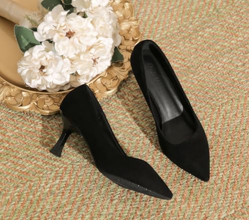 YooPrettyz Women Pointed Toe Classic Kitten Heel Dress Pump Office Dressy Casual Pump High Heels2