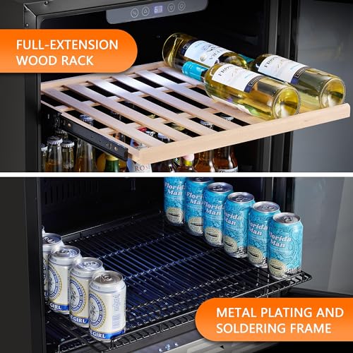 Kalamera KRC-46DZB-R Beverage Fridge 24 Inch Beverage And Wine Cooler Built-In Or Freestanding - 120 Cans & 16 Bottles Capacity Wine Refrigerator Cooler thumb #2