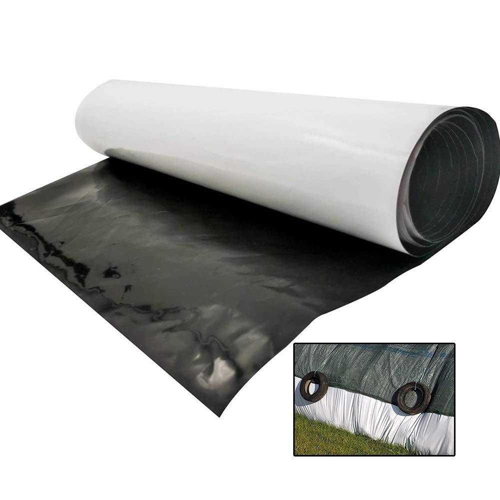 GDMING - Cubierta para silo de jardín, película de PVC impermeable para protección de invierno y verano, membrana blanca y negra 60, ideal para estanques e invernaderos