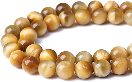 Miniatura 7 de Cuentas redondas sueltas de ojo de tigre de oro natural de 0.315 pulgadas (0.315 in), pulsera de piedra de cristal, accesorios para collares,