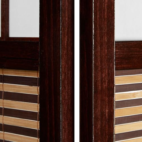 Homestyle4u 876, Paravent Raumteiler 2 m hoch 4 teilig, Trennwand Bambus Holz, Sichtschutz Braun