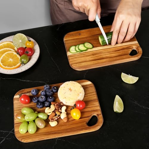 Pack de 2 tablas pequeñas rectangular de madera de teca miniatura 7