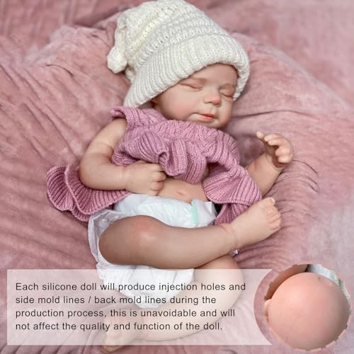 45cm Silikon Reborn Puppe Mit Gewicht Lebensechte Reborn Baby Puppen Mädchen Realistische Schlafenden Neugeborene Waschbare Handbemalte Puppe – Bild 5
