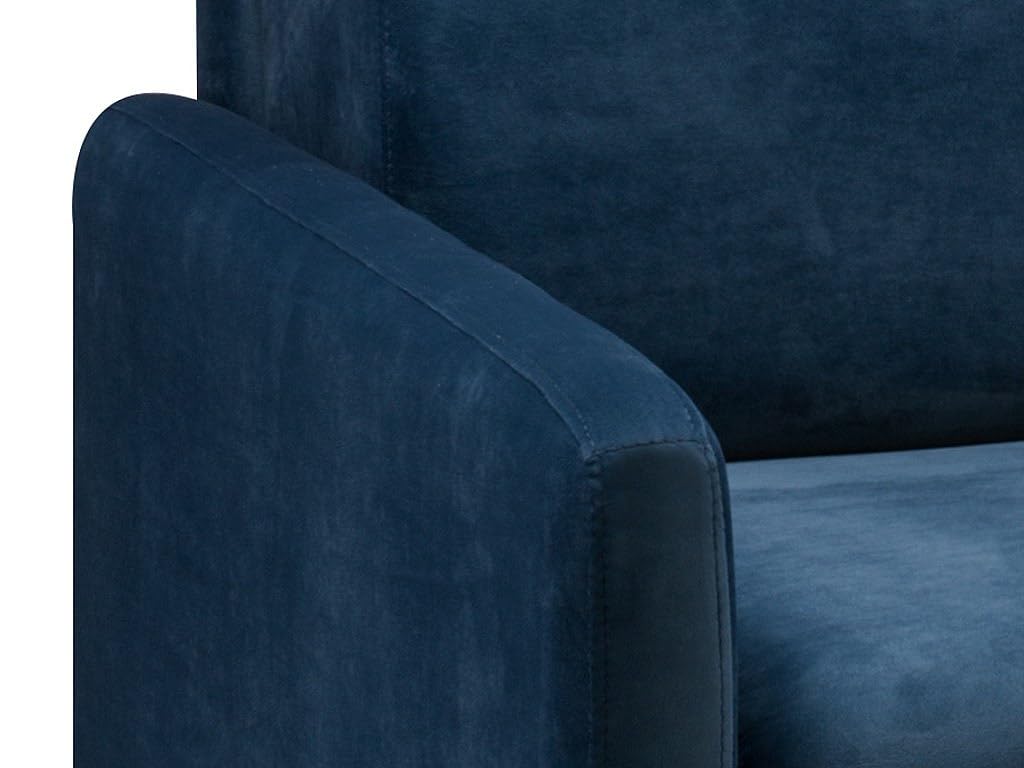 Vente-unique - Canapé 3 Places Convertible Express en Velours Bleu Nuit avec Assise mémoire de Forme - Couchage à Lattes Larges 140 cm - Matelas 18 cm CALIFE