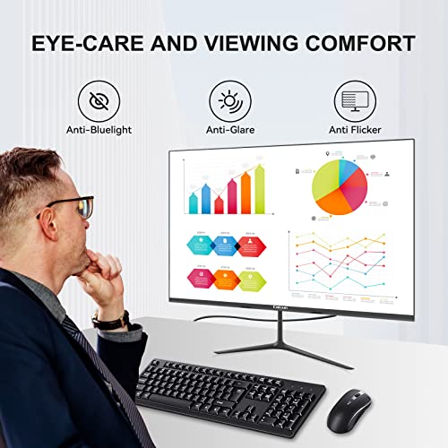 Caixun 24 Zoll Monitor Full HD - Computer Monitor 75Hz, PC Bildschirm mit HDIM VGA Anschlüsse, Integrierte Lautsprecher Eye Care Monitor für Home Office (HDMI-Kabel enthalten) – Bild 4