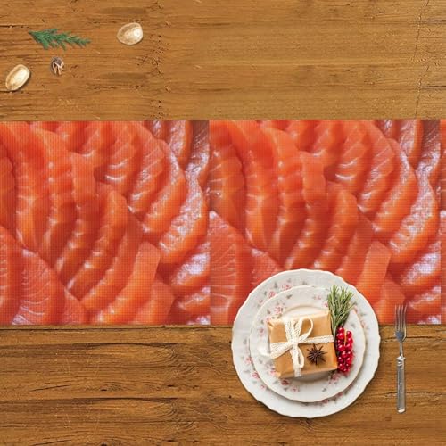 Chemin de table de Noël infroissable texture sashimi pour table cuisine et salon - 6