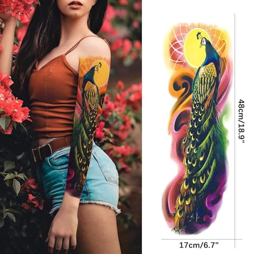 Image of Aresvns 12 Sheets Spring Flowers Temporary Tattoo Sleeves for Women Girls