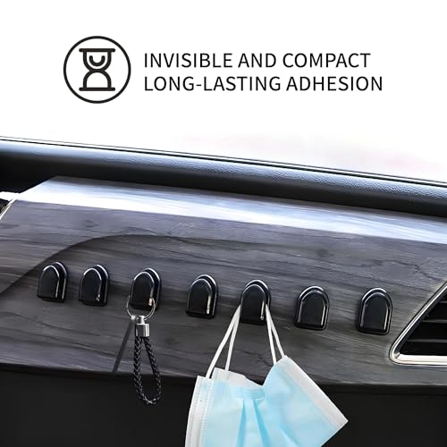 30er Set Mini Auto Haken - Selbstklebende Multifunktionshaken für Armaturenbrett, Ideal für Masken, Schlüssel, USB-Kabel, Kopfhörer - Robust & Platzsparend, Schwarz