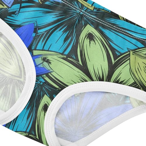 Girls Underwear Toddlers 2t Cotton Panties for Girl Artistic Briefs Underpants Flowers Dark Blue Green4