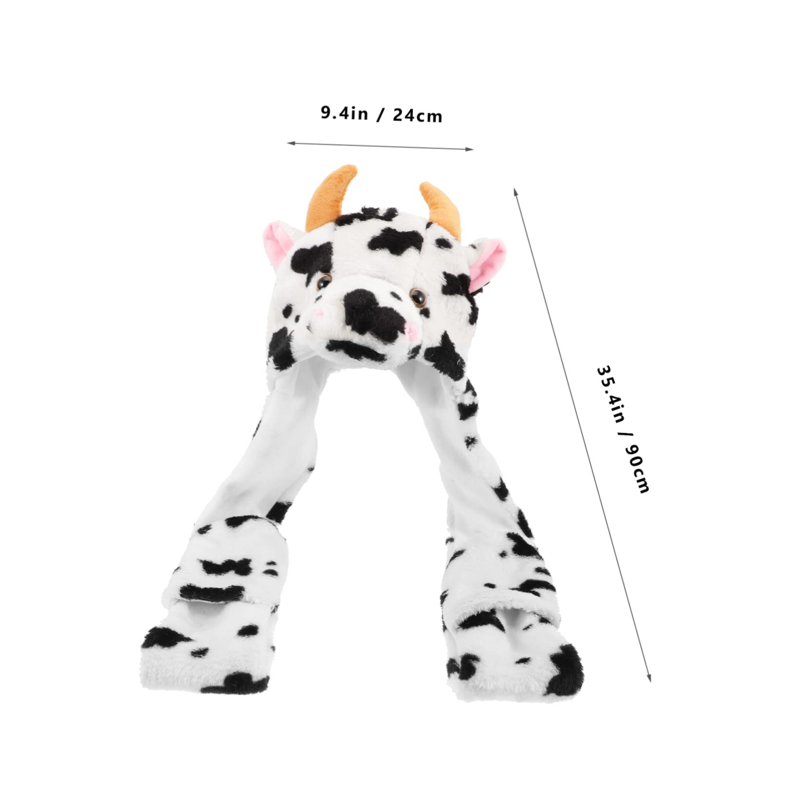 SUPVOX Cute Plush Animal Hat Protective Ear Warmer Winter Windproof Beanie Washable Cow Shape Holiday