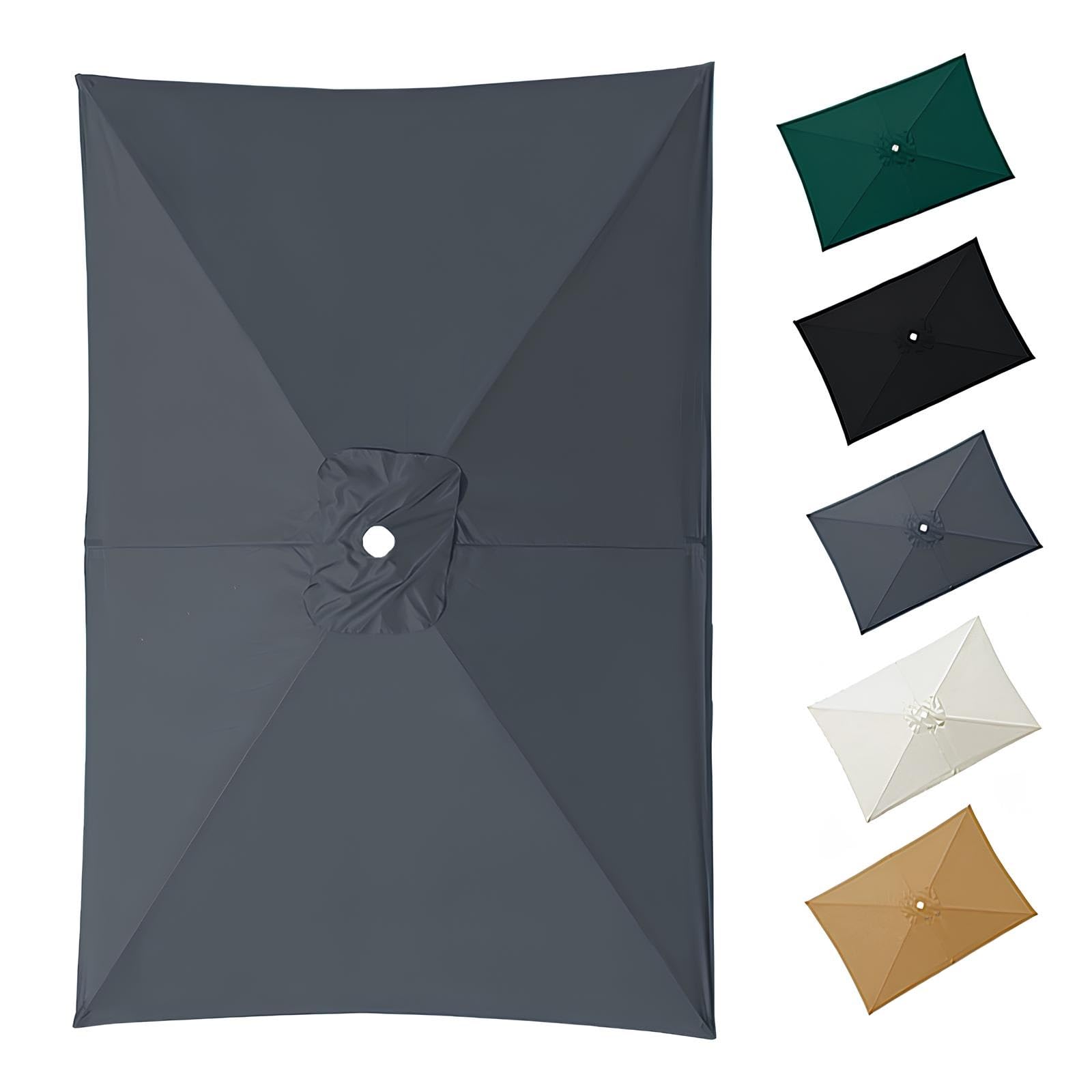 2m×3.0m Rectangulaire Auvent Housse De Rechange, Toile De Rechange Pour Parasol Pour 4/6/8 Baleines, Tissu De Rechange For Parasol De Jardin(Gray,2.0x3.0m)