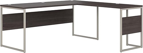 Bush Business Furniture Escritorio de mesa híbrido en forma de L de 72 pulgadas con patas de metal, gris tormenta (HYB026SG)