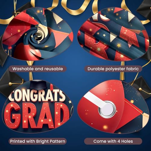 Graduation Door Banner Decorations Congrats Grad Door Cover Graduation Banner Backdrop Class of 2026 Party Decorations Supplies for Preschool High School College Grad 70.8 x 35.4 inches - Red - image 5
