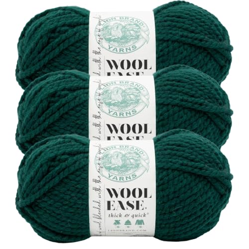 Image of Lion Brand Yarn, Wool-Ease Thick & Quick Yarn, Neptune, Teal, 3 Pack