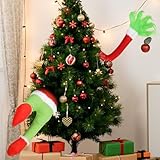 Halloween Decorations Christmas Plush Legs with Furry Green Arm Christmas Green Elf Thief Stole Burlap Pose-able for Halloween Decorations Stuffed Legs Toy Doll for Party Ornaments Home Decor Gift
