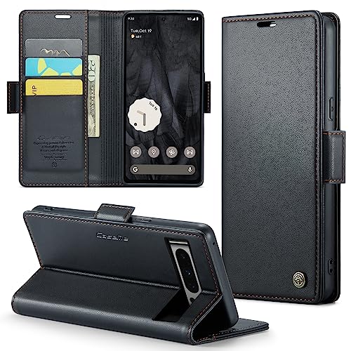 Rerzoiro for Google Pixel 8 Pro Case Premium PU Leather Wallet Case Flip Cover with [RFID Blocking][Card Holder][Stand Function] Shockproof Protective for Google 8 Pro Black