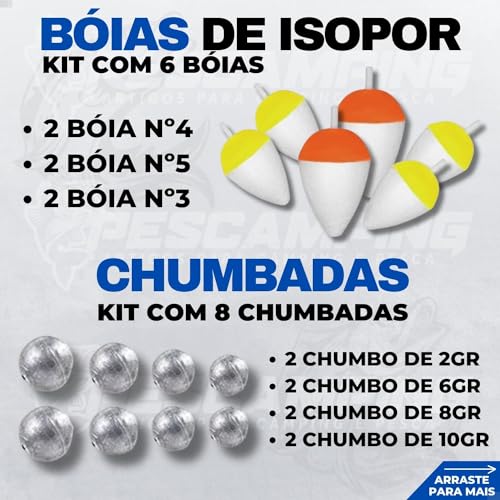 Kit De Pesca Completo 2 Vara + 2 Molinete e Maleta Com Acessórios Bóias, Anzóis, Chumbadas, Iscas, G