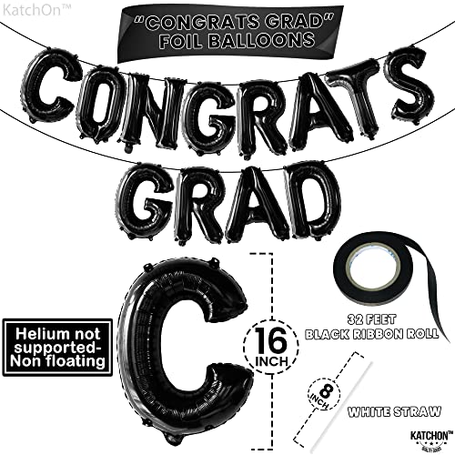 Image of Graduation Decorations 2026 | Black Congrats Grad Balloons - 16 Inch | Black Congrats Grad Banner | Graduation Balloon Banner For Congrats Grad Decorations, Congratulations Decorations, KatchOn