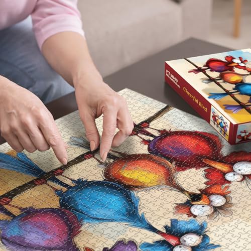 Rompecabezas de Aves Fantásticas para Adultos, 1000 Piezas, Puzzles de Animales Divertidos, Rompecabezas Imposibles de Pollos Coloridos miniatura 3