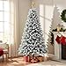 Pre-Lit Artificial Christmas Tree with Lights 6ft, Holiday Party Decorations Indoor with 874 Branch Tips, Hinged Snow Flocked Xmas Tree with Foldable Stand, Easy Assembly, Metal Reinforced Base