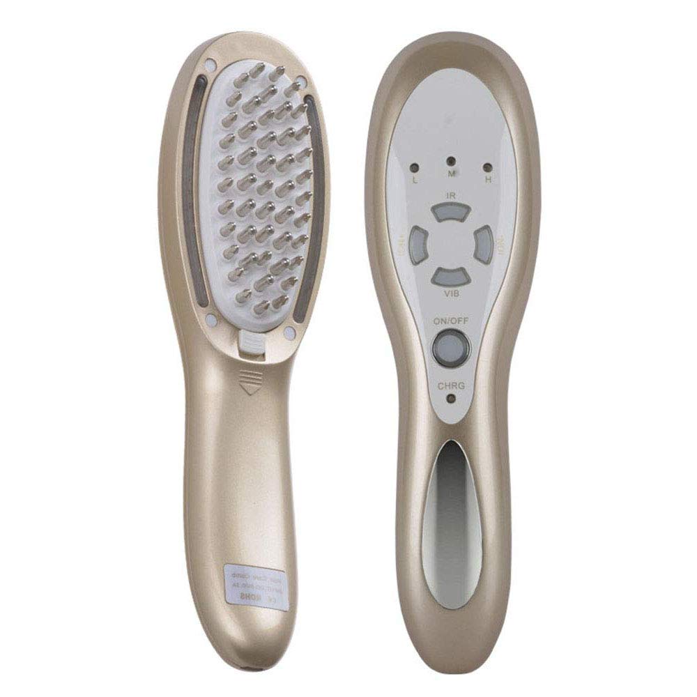 Professional Rechargeable Hair Growth Comb,3-in-1 Multifunction Repair Hair Regrowth Anti Hair Loss Beauty Germinal Brush,Scalp Vibration Massage Comb,Gold