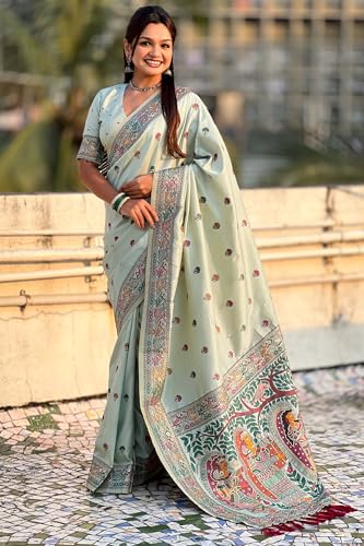 Image of SGF11 Women's Kanjivaram Pure Soft Silk Saree With Unstitched Blouse Piece
