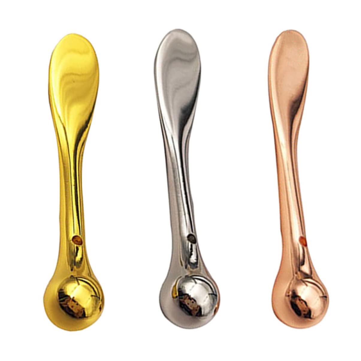 FOMIYES Zinc Alloy Eye Cream Spoon Massage Stick 3 Pcs Set Small Lightweight Gold Rose Gold Silver for Eye Bags Shadows