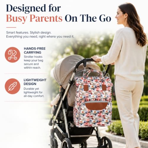 Image of Winnies Diaper Bag Backpack with Secure Front Buckle - Waterproof Maternity Travel Backpack with Large Capacity, Insulated Bottle Holders & Multiple Internal Pockets