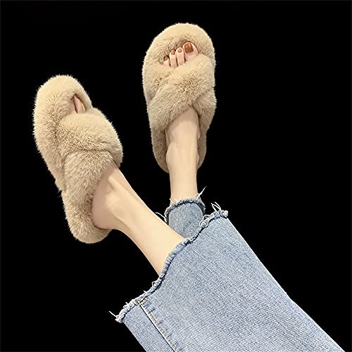 Plush Slippers Women's Wear Winter Lovely Rabbit Plush Cross Cotton Slippers2
