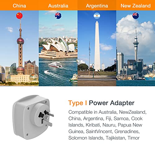 Image of TESSAN New Zealand Australia Plug Adapter, Type I Travel Adaptor with 2 USB Ports 2 American Outlets, US to Australian AU Fiji Argentina China Charger Power Converter