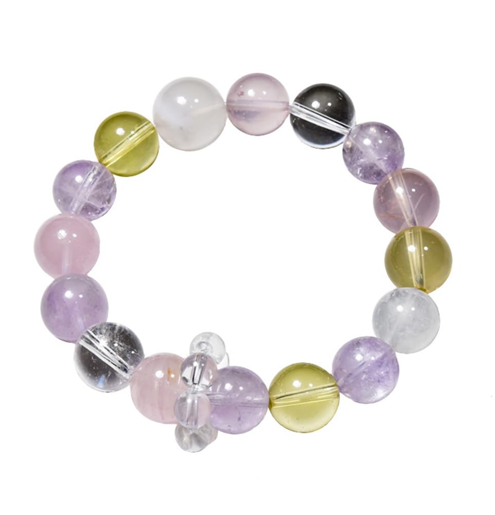 Pulsera de Cuentas Redondas elásticas Hecha a Mano, joyería de Cristal multigema Natural, Pulseras de Cuentas con Piedras Preciosas de Colores, Regalo Espiritual para Mujeres